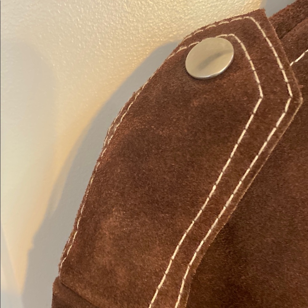Vintage Roughout Leather Jacket Chore Coat brown suede sherpa lined size 40/M - Picture 7 of 10